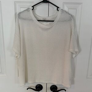 Zenana Outfitters White Knit Short Sleeve Top
